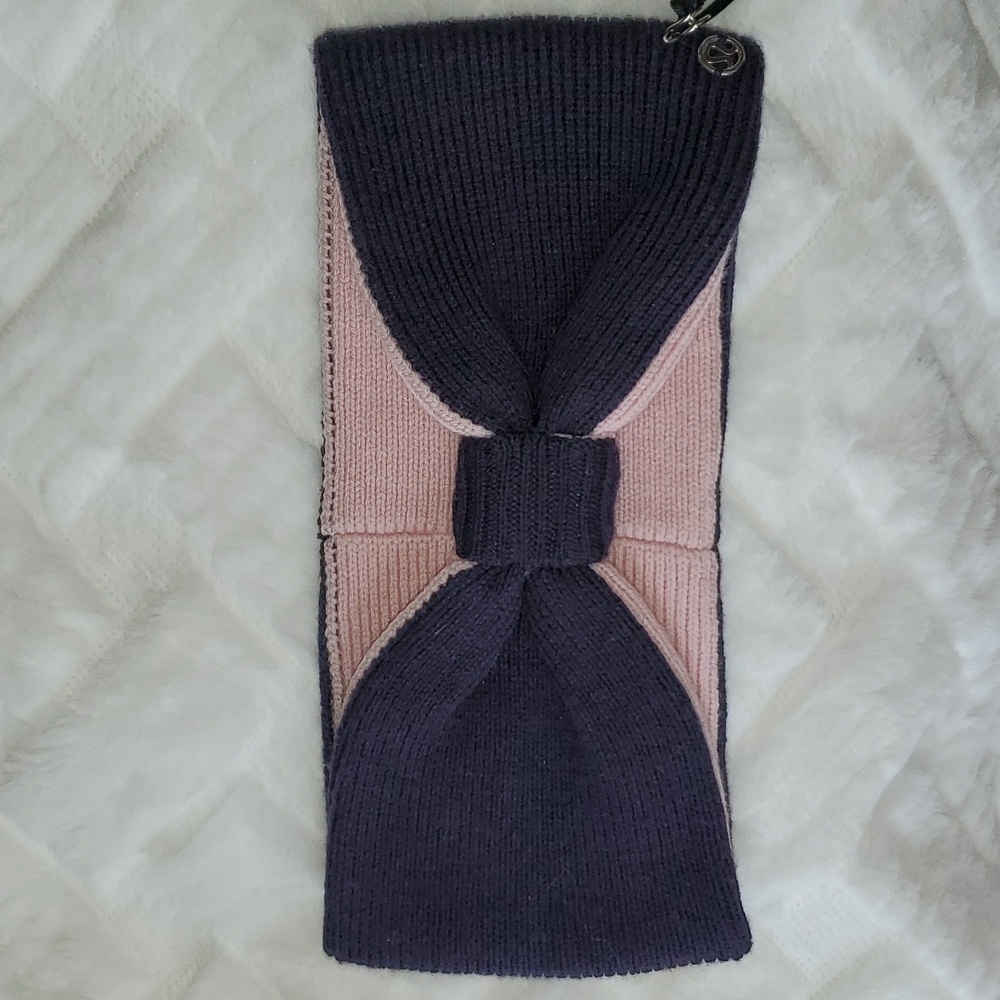 Lululemon Ear Warmer Dark Purple and Light Pink Bow